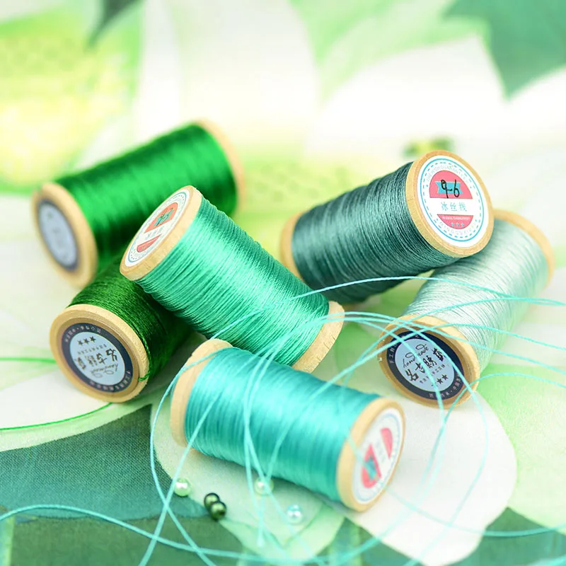 Roll Of 0.3mm polyamide fibre line  Hand-woven embroidery thread Tassels Line 50M High strength 3 Strands Thread bluish green