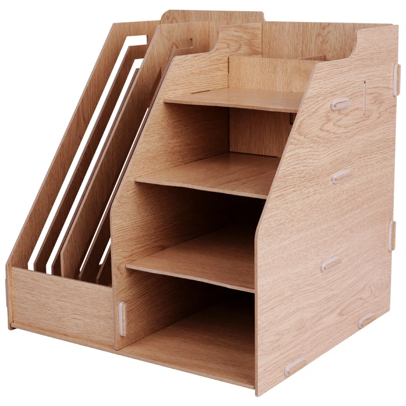 Wooden File Rack Storage Box Large Capacity Thickened File Folder Bussiness Office Supplies Desk Organizer Pen Holder Folder