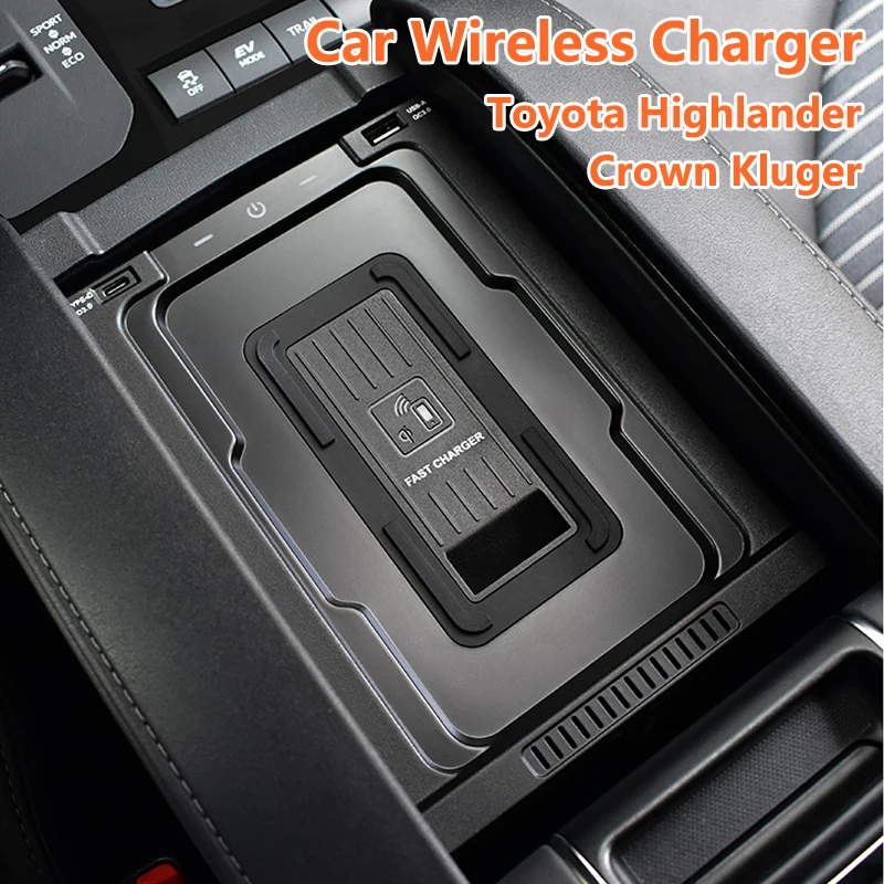 15W Car Wireless Charger For Toyota Highlander Crown Kluger 2022 Phone Fast Charging Plate Special Mobile Phone Charging Board