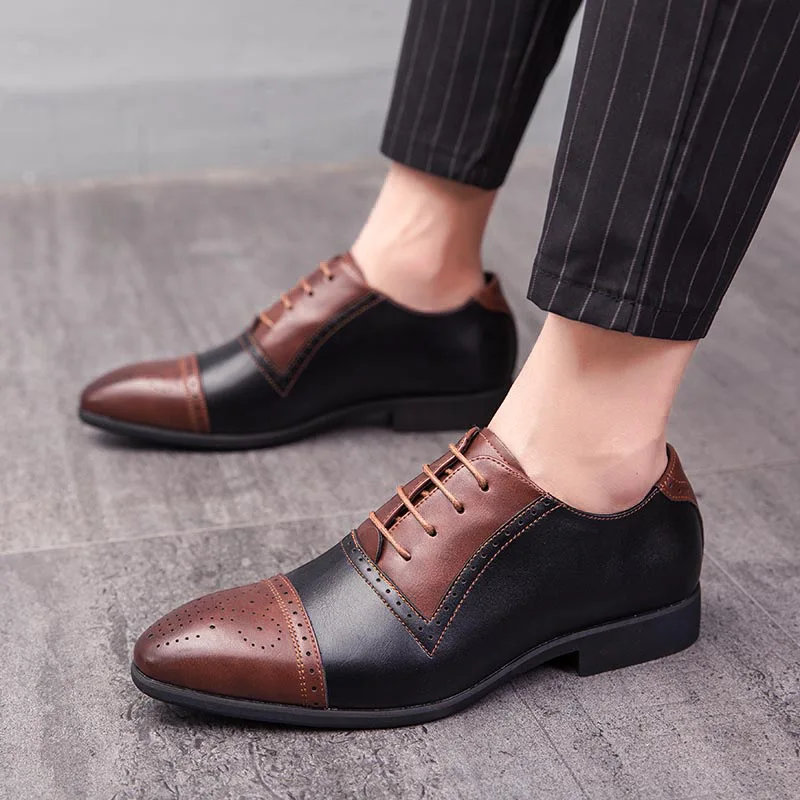 PU Leather Men Shoes Low Heel Loafers Dress Shoes 2021 Autumn Ankle Boots Retro Male Casual Shoe Wedding Shoe Sapato Masculino