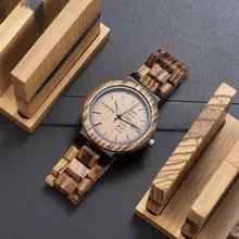 Men's Wooden Quartz Watch with Date #3