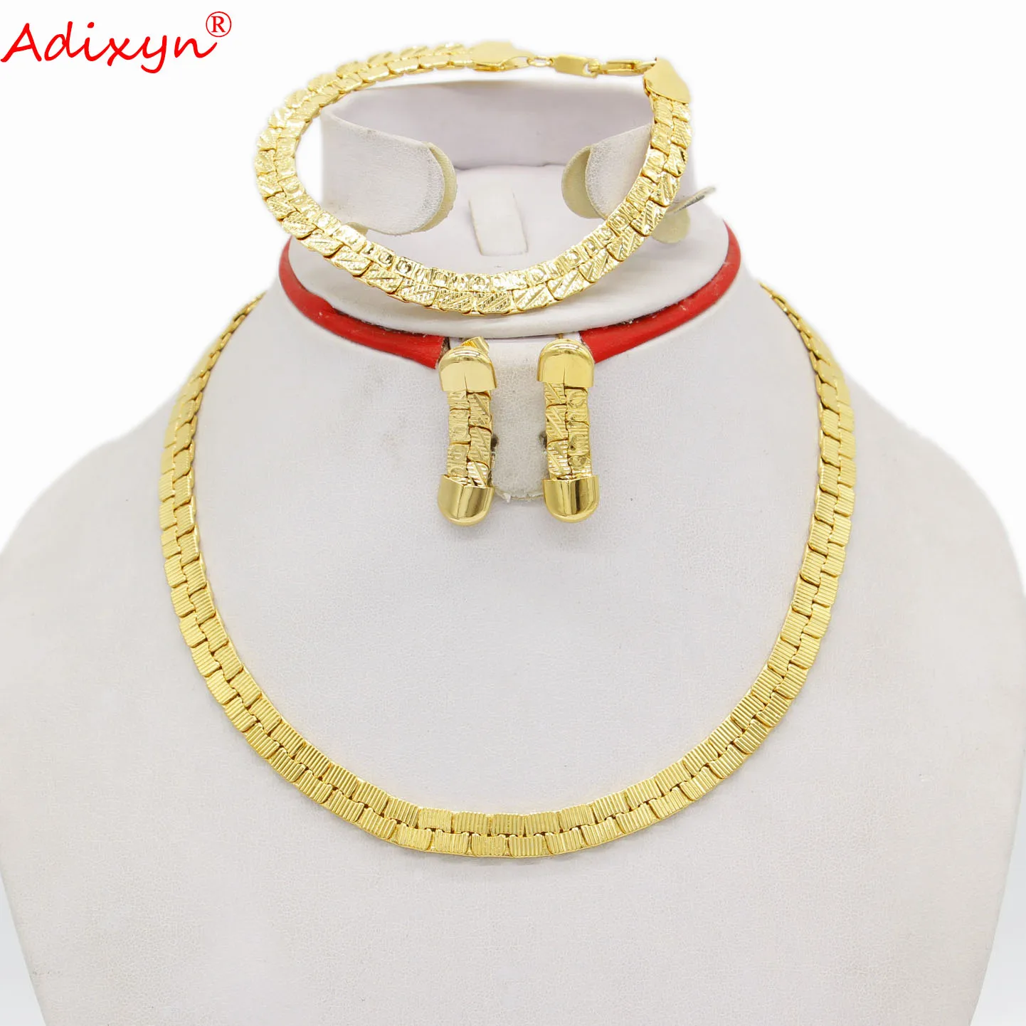 

Adixyn Dubai Jewelry set Gold Color/Copper Bracelet Necklace Earrings bridal Jewellery Egypt/TurkeyAfrica Gifts for women N06207