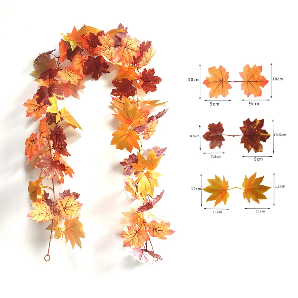 Artificial Maple Leaves Rattan Hanging Vine Garland, Autumn Fall Leaves, Home, Fireplace, Garden, DIY Decor, Halloween Decoratio