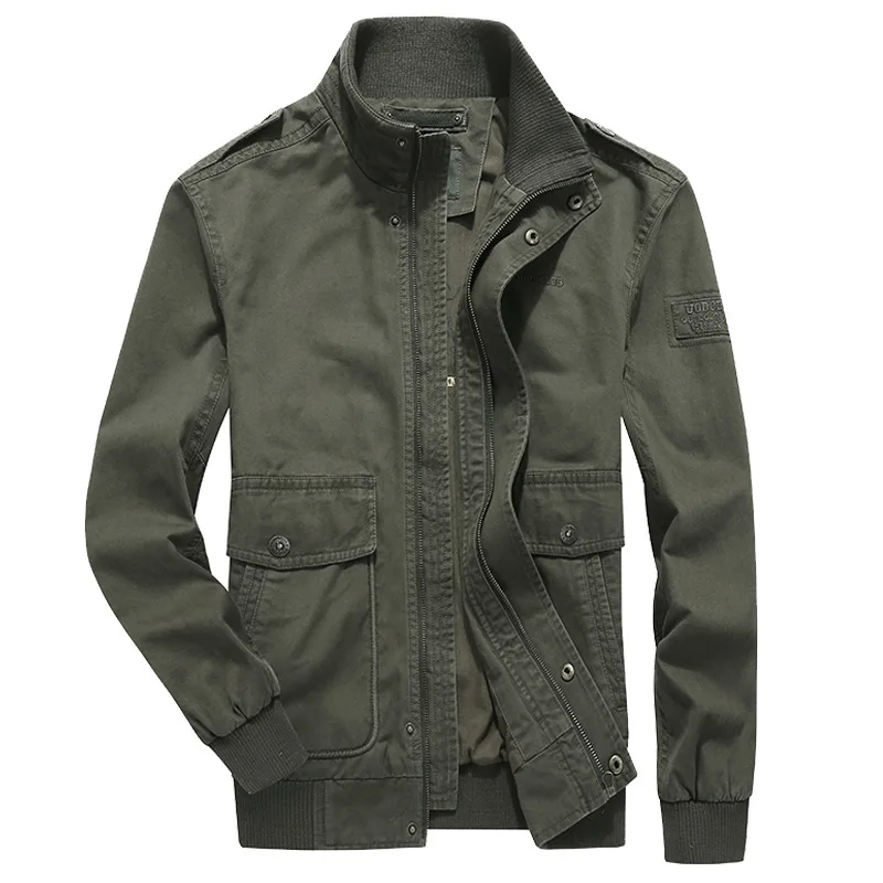 

Autumn Jacket Men Casual Cotton Stand Collar Windbreaker Men Jacket Military Jacket Plus Size M-5XL Mens Jackets And Coats