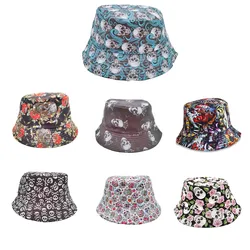 2021 Cotton skull print Bucket Hat Fisherman Hat outdoor travel Sun Cap for Men and Women 01