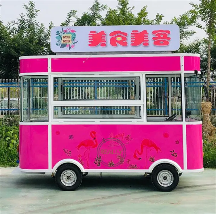 Carrito de comida deslizante, multifuncional, personalizado, Popular, camión de café de acero inoxidable, remolque, furgoneta de helado rápido