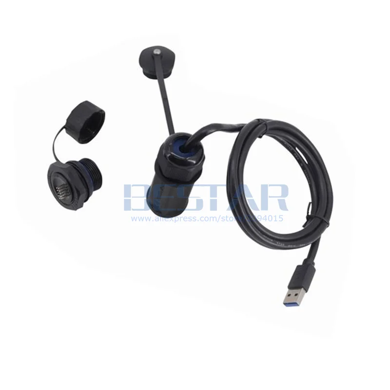 10Pin M25 IP68 USB 3.0 نوع أنثى المقبس التوصيل مقاوم للماء تمديد كابل 1 متر/1.5 متر/3 متر مع غطاء مقاوم للغبار 3FT/5FT خيارات طول