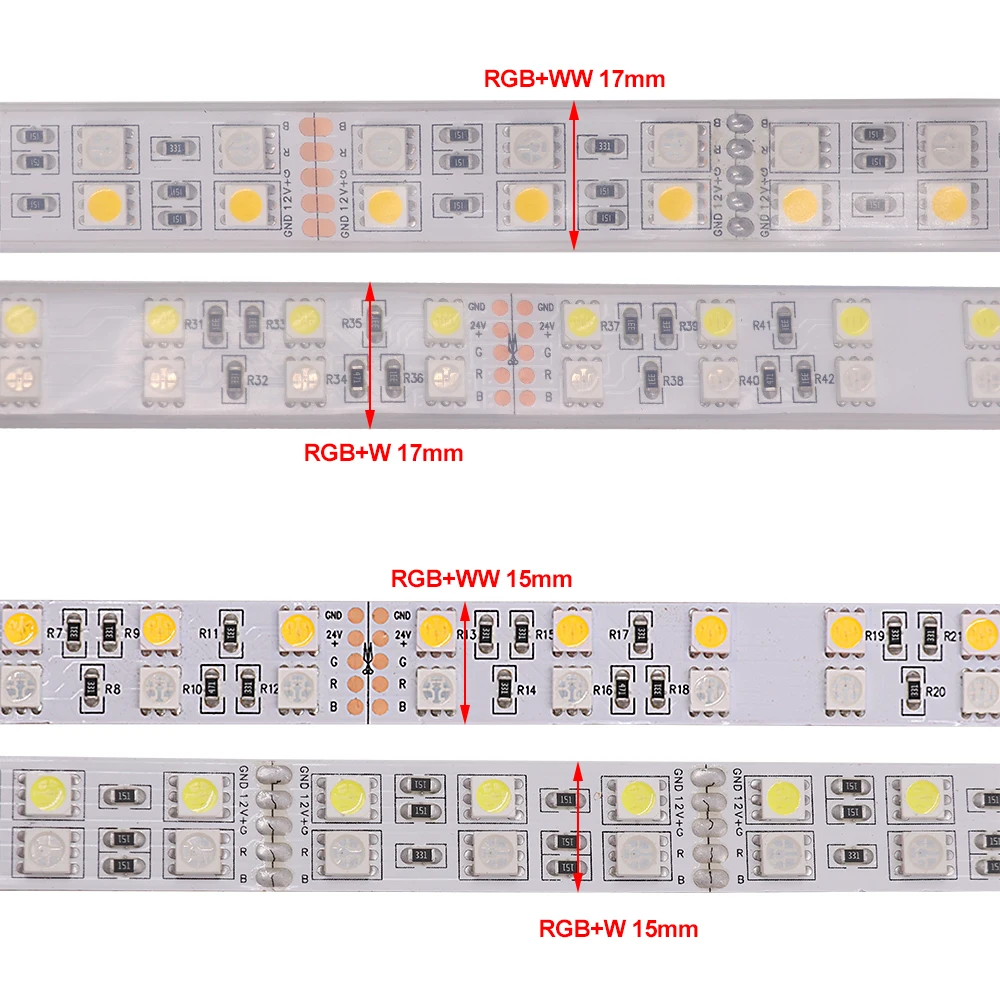 120LEDs/M Led Strip Light 5050 RGBW RGB Warm DC24V DC12V Double Row RGB White/warm white IP67 Waterproof Home Decoration Tape