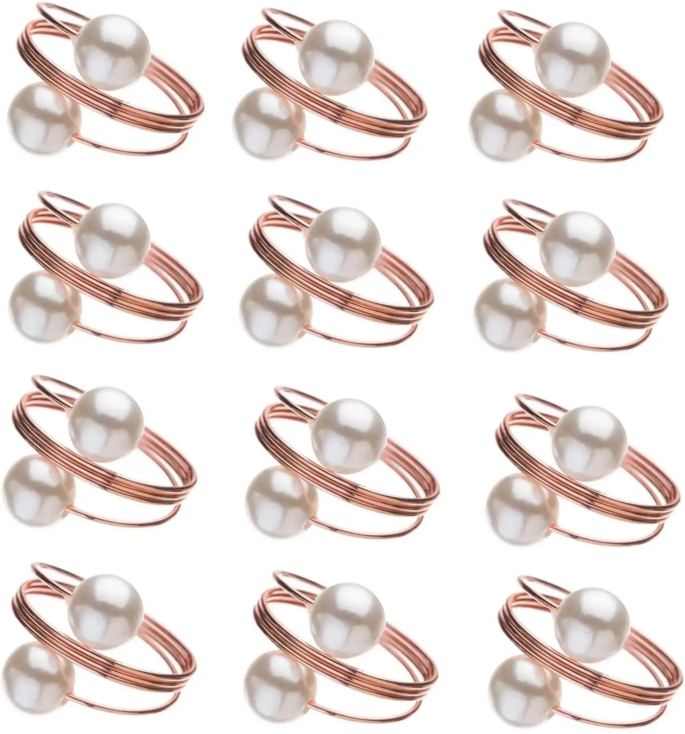 

12pcs/lot Pearl Napkin Ring Rack, Dining Table, Wedding, Birthday Party, Circle Decoration