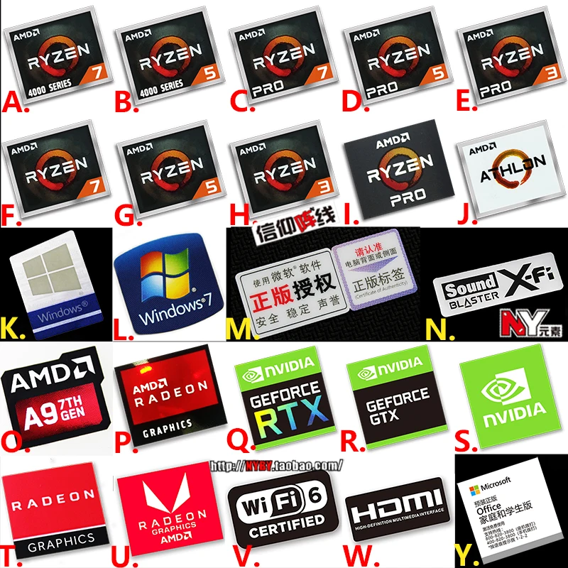 Hot Original AMD FX A10 A8 Ryzen R7 R5 R3 CPU Computer Sticker Notebook Label
