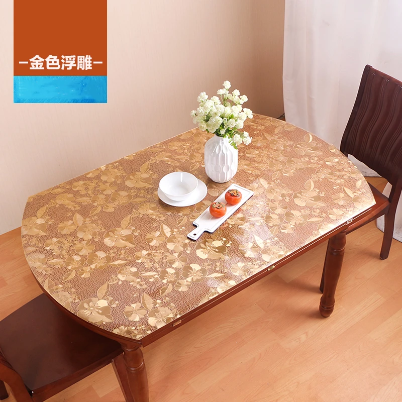 New Arrive Golden Relief Series PVC Table Cloth Kitchen Table Cover Tarpaulin Soft Glass Table Cover Table Mat Free Shipping