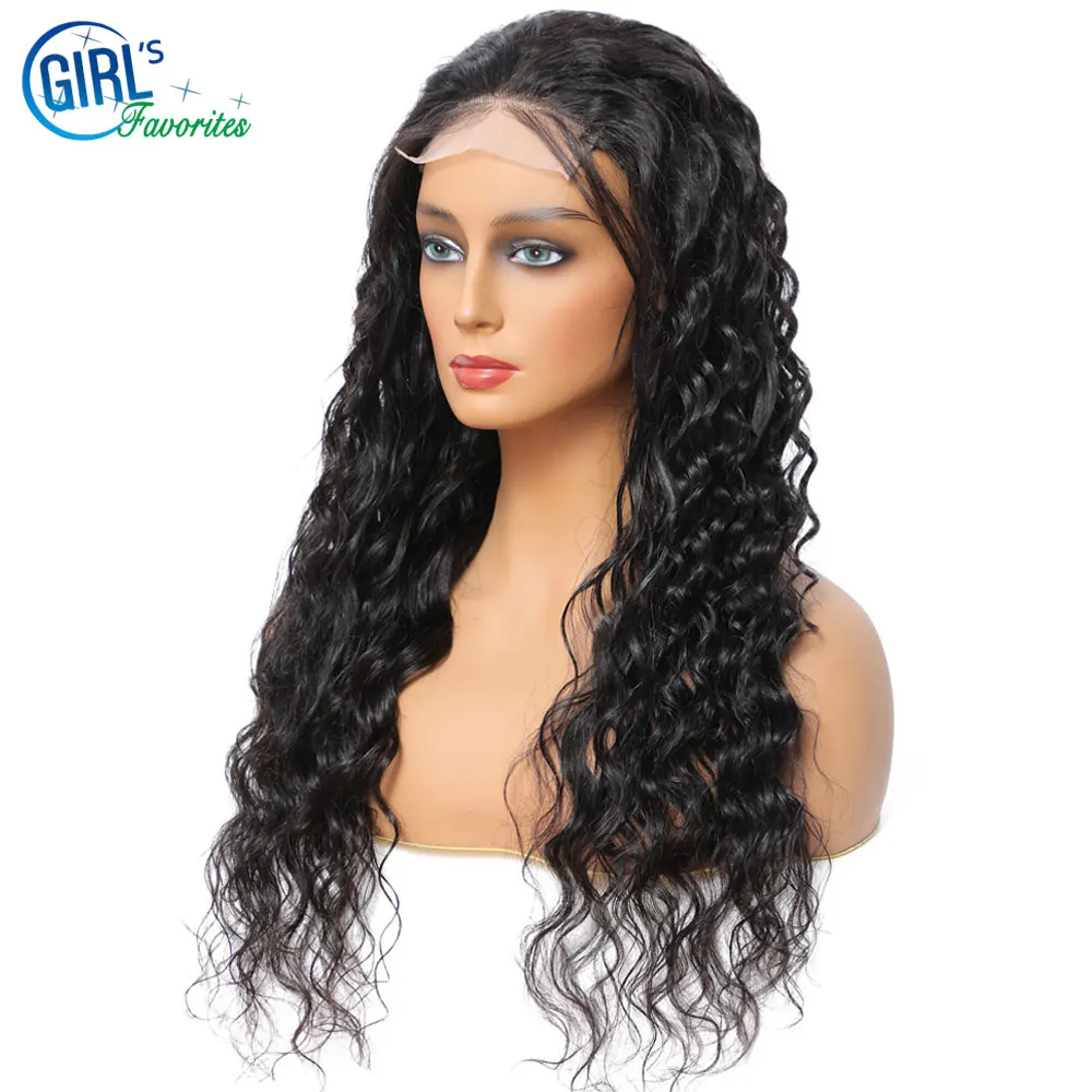 Human Hair Wig Deep Waves Lace Wig 4x4 Lace Closure Wigs 250 Density Wig For Women Long Hair Wigs 30 Inches Pre Plucked