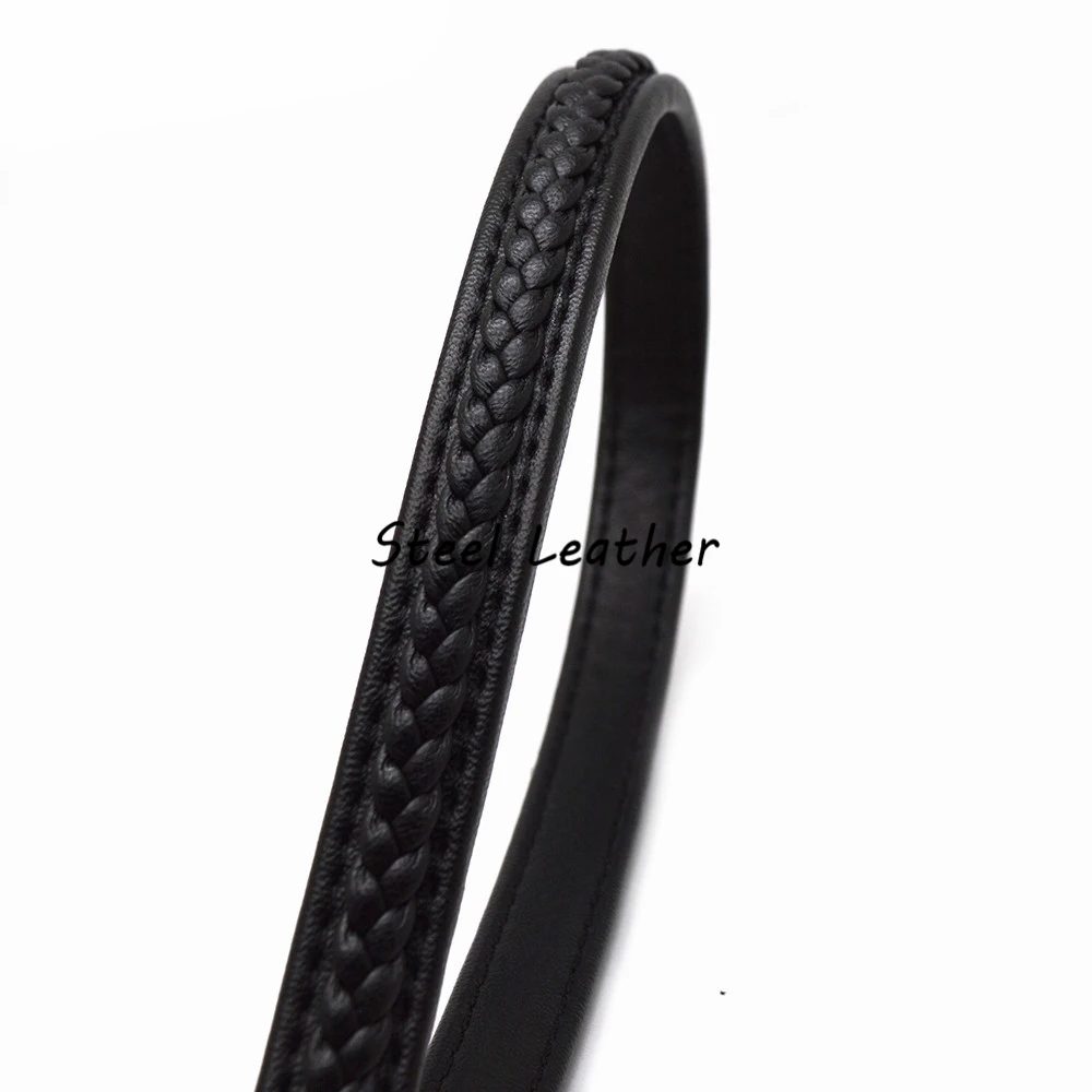 2m/lot  Approx 12*6mm black Flat Braid Leather Rope Cord For Diy Europe Men Bracelet Bangle Wide Leather Strands wholesale cords