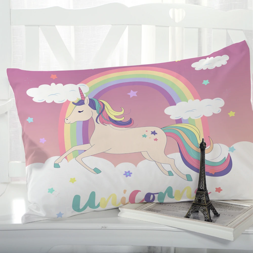 1pc Cartoon Unicorn Pillow cover Pillow case Bedding Pillowcase Pillowcovers decorative 50x70 50x75 kids girl Children Colorful