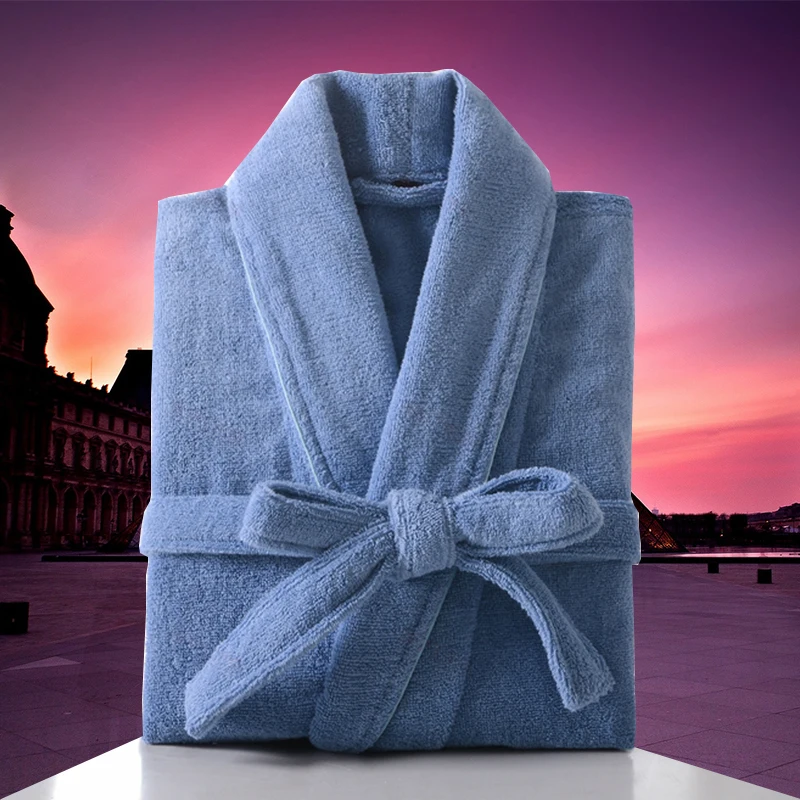 Men\'s Luxury Bathrobe, 100% Cotton, Long Bath Robe, Kimono Bathrobe, Male Dressing Gown, Sleepwear for Lovers