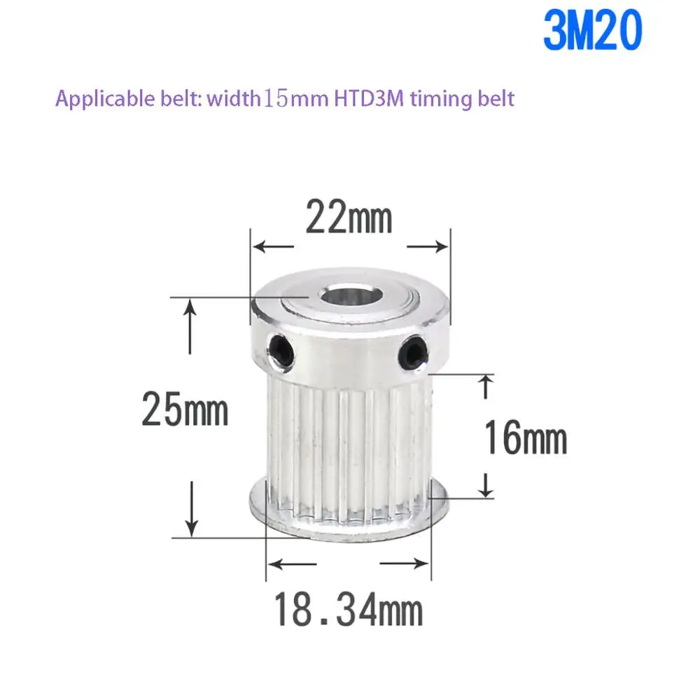 1Pcs K-type 20/24 Teeth HTD3M Timing Belt Pulley Slot Width 11mm/16mm Bore 4mm-12.7mm For 10mm/15mm Belt CNC Machine/Step Motor