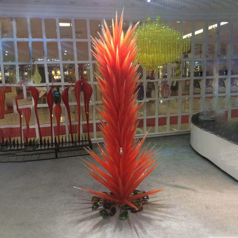 Creative Hand Blown Glass Tree Standing Orange Murano Glass Floor Lamp Living Room Garden Art Decoration