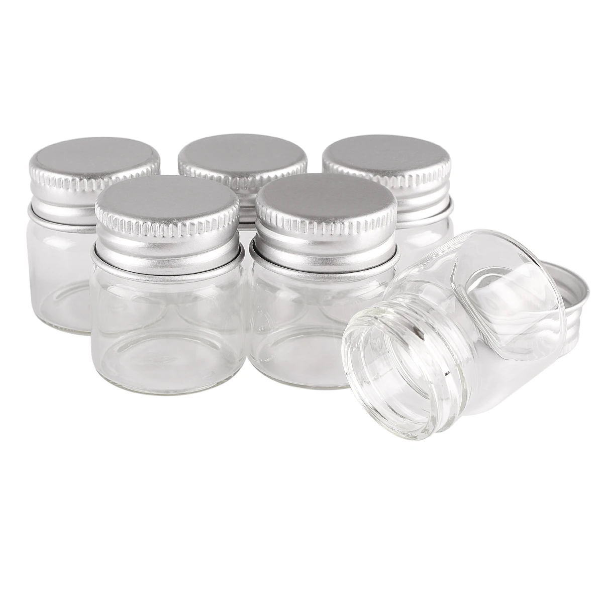 5pcs 7ml 27*30mm Clear Glass Bottles with Aluminum Caps Glass Jars Potion bottles Glass Vials for Wedding Favors