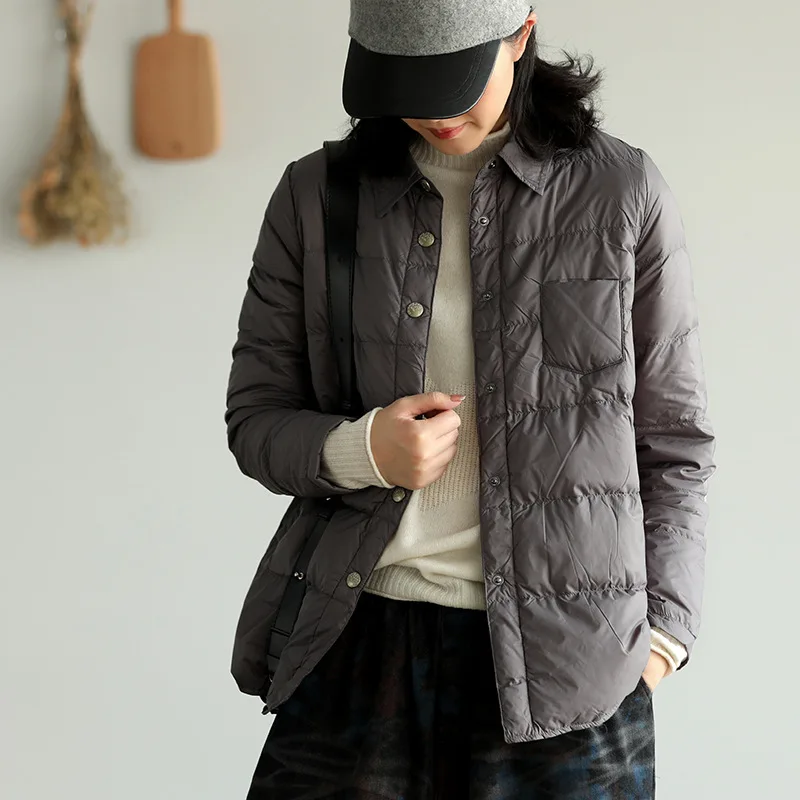 Stepp Weiße Ente Unten Parkas Mäntel Herbst Winter Jacken frauen Kleidung 2023 Neue Mode Licht Dünne Retro Herbst Mäntel d268