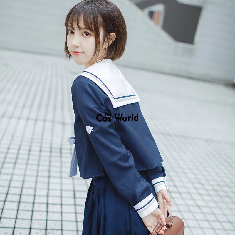 Starmoon แฟนตาซีน้ำเงินฤดูร้อน Navy SAILOR ชุดเสื้อกระโปรง JK High School Uniform เครื่องแบบนักเรียน