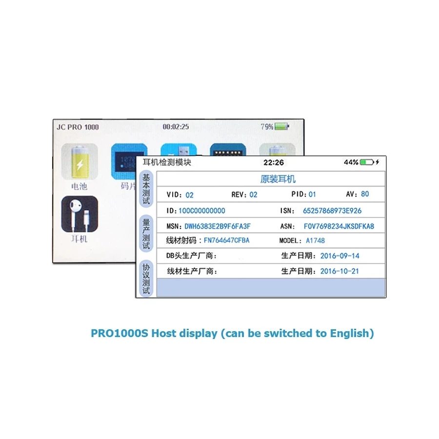 JC Pro1000S Headset Tester Modul für Testing iPhone headset Ob Original iPhone headset