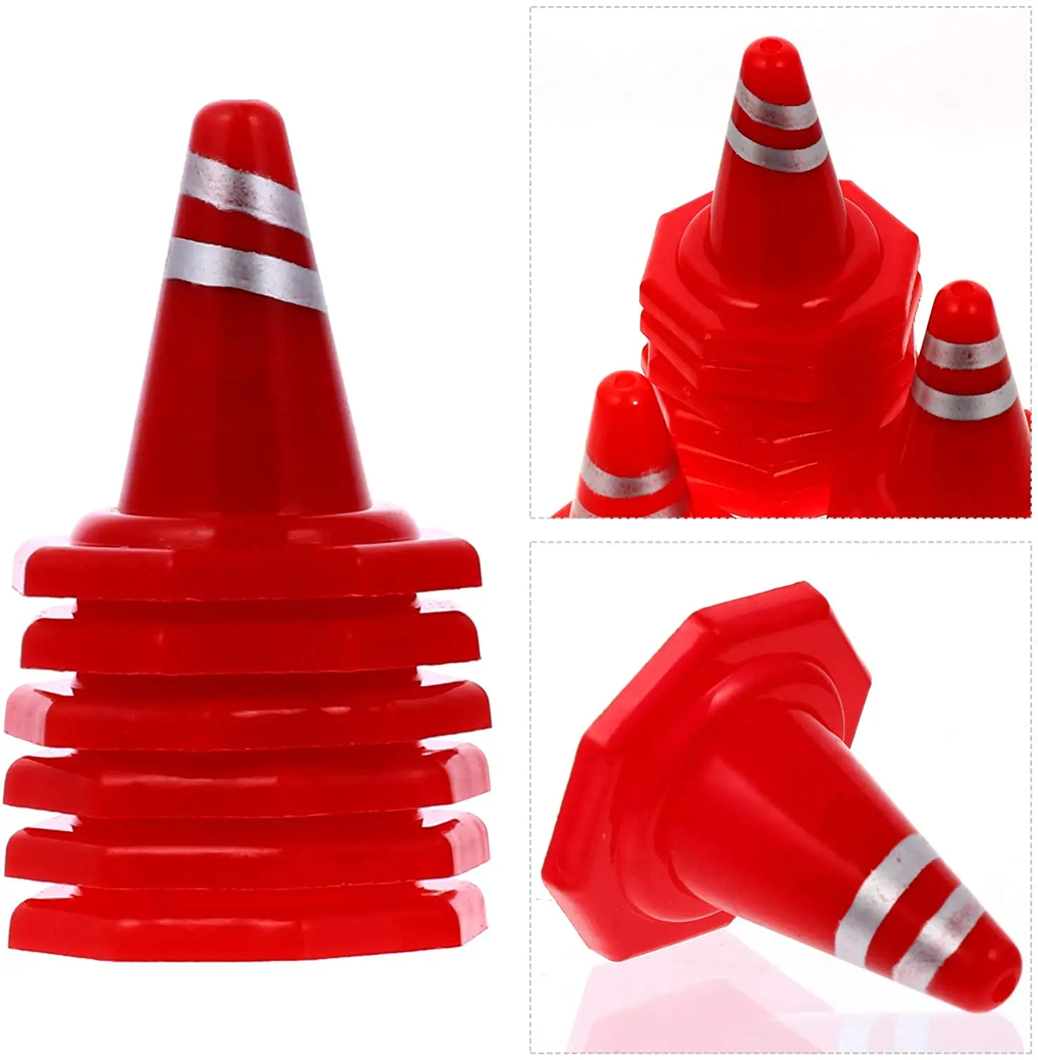 40pcs/set  Mini Traffic Cones Roadblock Road Parking Field Marker for Kids Racing Car Construction Theme Birthday Party Favors