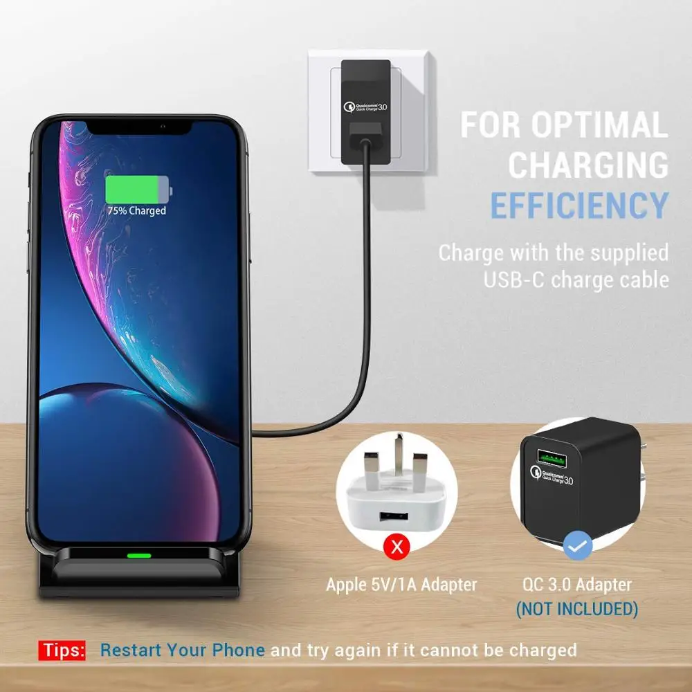 FDGAO 30W Wireless Charger Stand For iPhone 15 14 13 12 Pro Max 11 XS XR X 8 Samsung S23 S22 Type C Fast Charging Dock Station