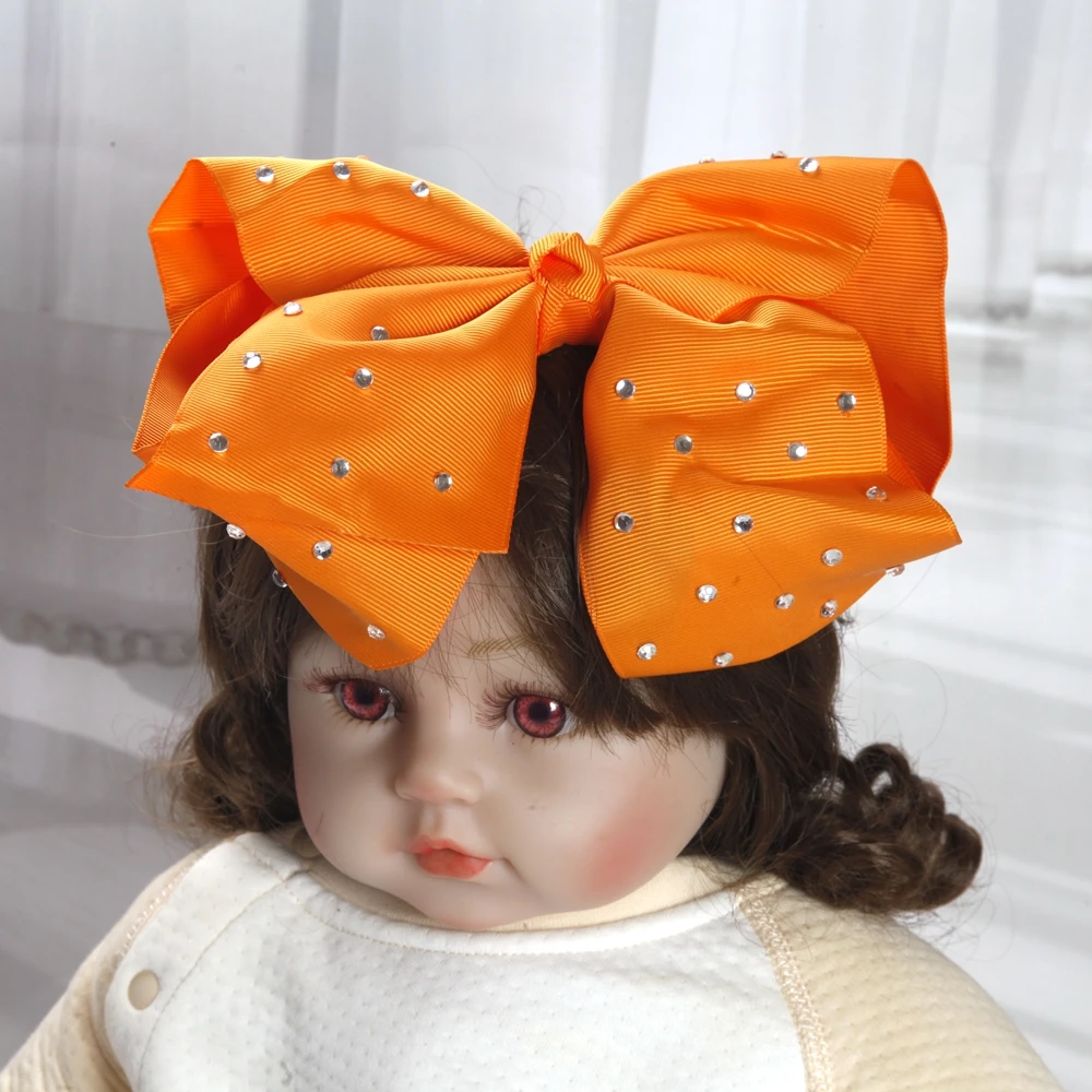 8 Zoll Große Haarschleifen für Babymädchen und Kinder, Weiche Schleifen mit Strass-Knoten, Haarbänder, Baby-Haaraccessoires, Kinder-Kopfschmuck – Detail 13