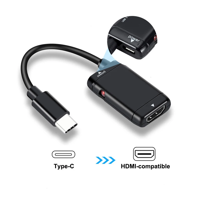 Adaptor Kompatibel HDMI Tipe C Ke USB3.1 Splitter dengan Port Daya Konverter Jantan Ke Betina untuk Aksesori Kabel Tablet Ponsel MHL