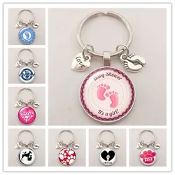 Fashionable cute baby footprint keychain I love you baby footprint keychain commemorative key ring new father and mother gift
