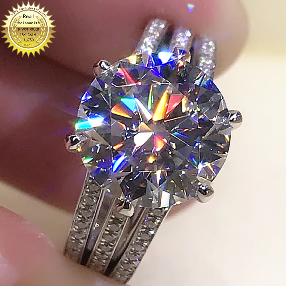 

10K Au417 White Gold Women Wedding Party Engagement Ring DVVS Round 3Carat Moissanite Diamond Ring Classic Trendy