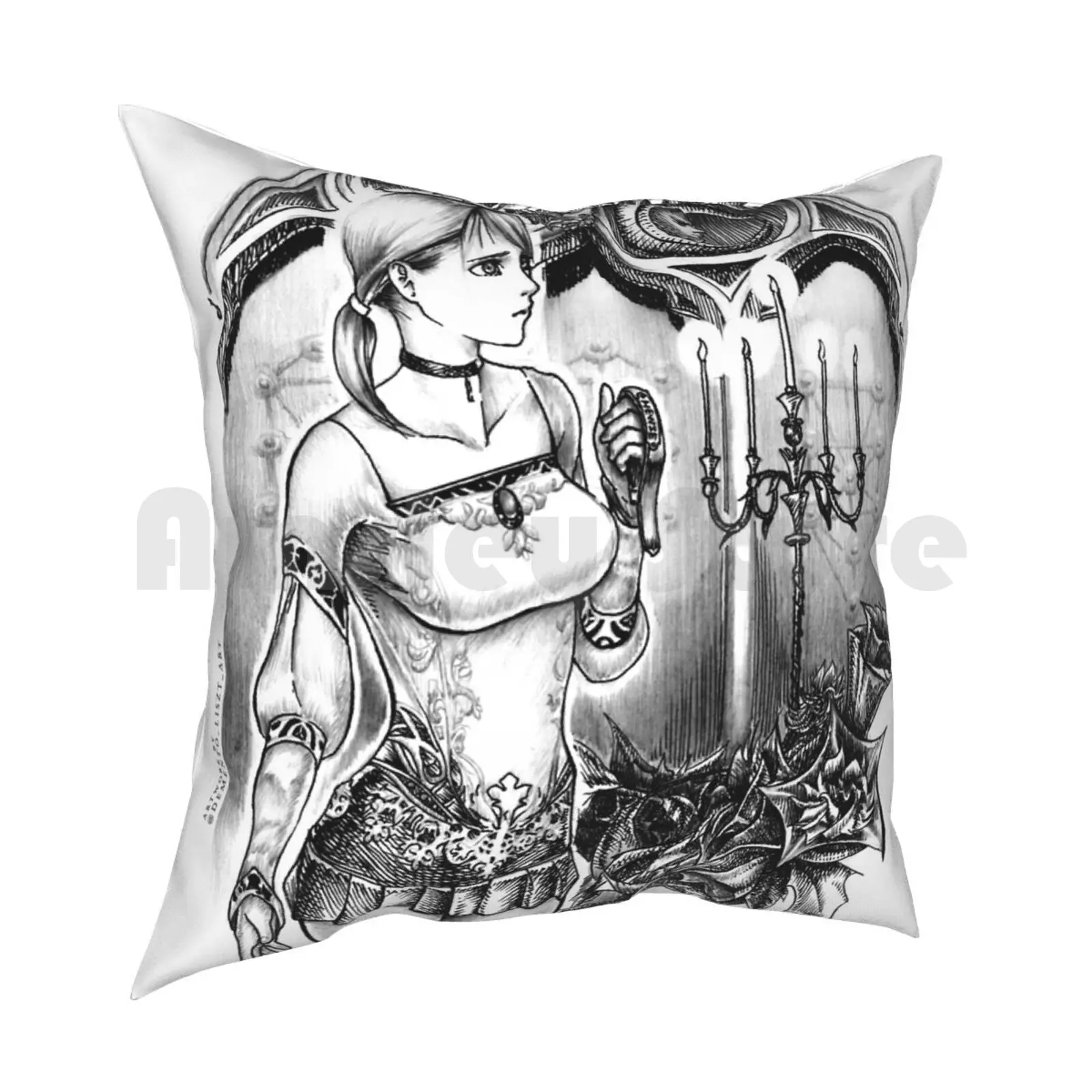 Haunting Ground-Fiona Belli Pillow Case Printed Home Soft Throw Pillow Astrology Cathedral Tower Demento Fan Art Goth