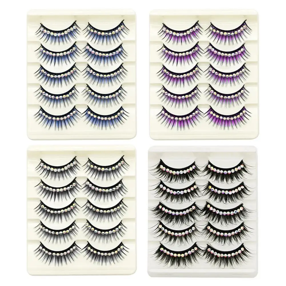 Lash Extension Supplies Colored False Eyelashes White Symphony Diamond Fake Eyelashes Natural Long Thick Parties Role-play Tool