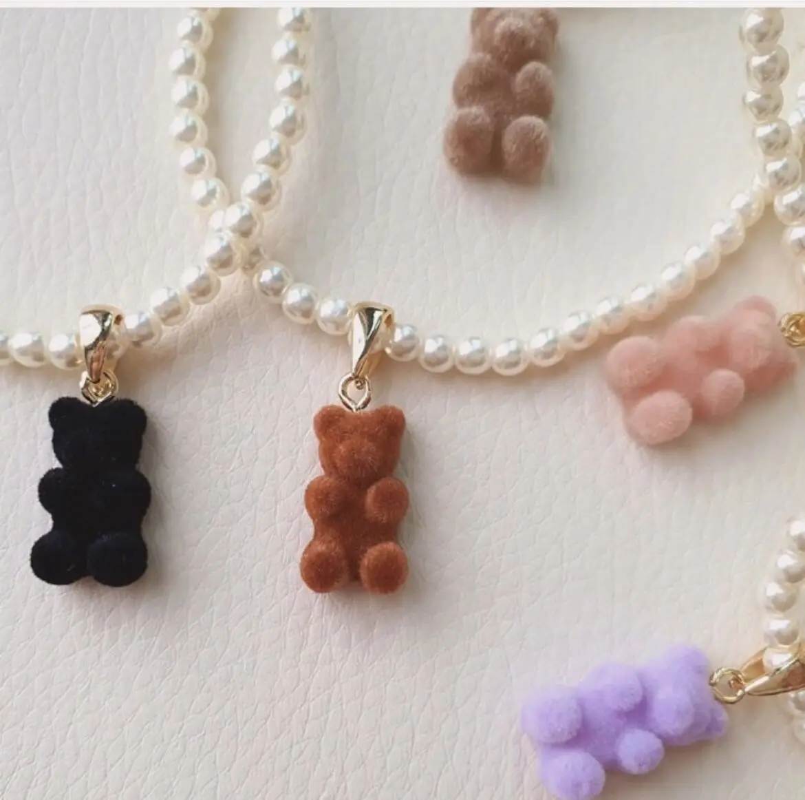 Fashion Cuteteddy Bear Pendant Pearl Necklace for Women Korean Fashion Bear Pearl neck Chain Necklaces Cute collar Jewelry