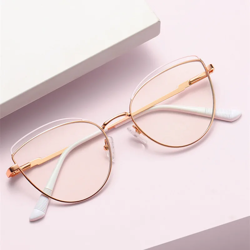 

New Women's Blue Light Blocking Computer Glasses Cat Eye Anti Blue Rays Eyeglasses Female Plain Mirror Glasses Frame Eyewear Hot