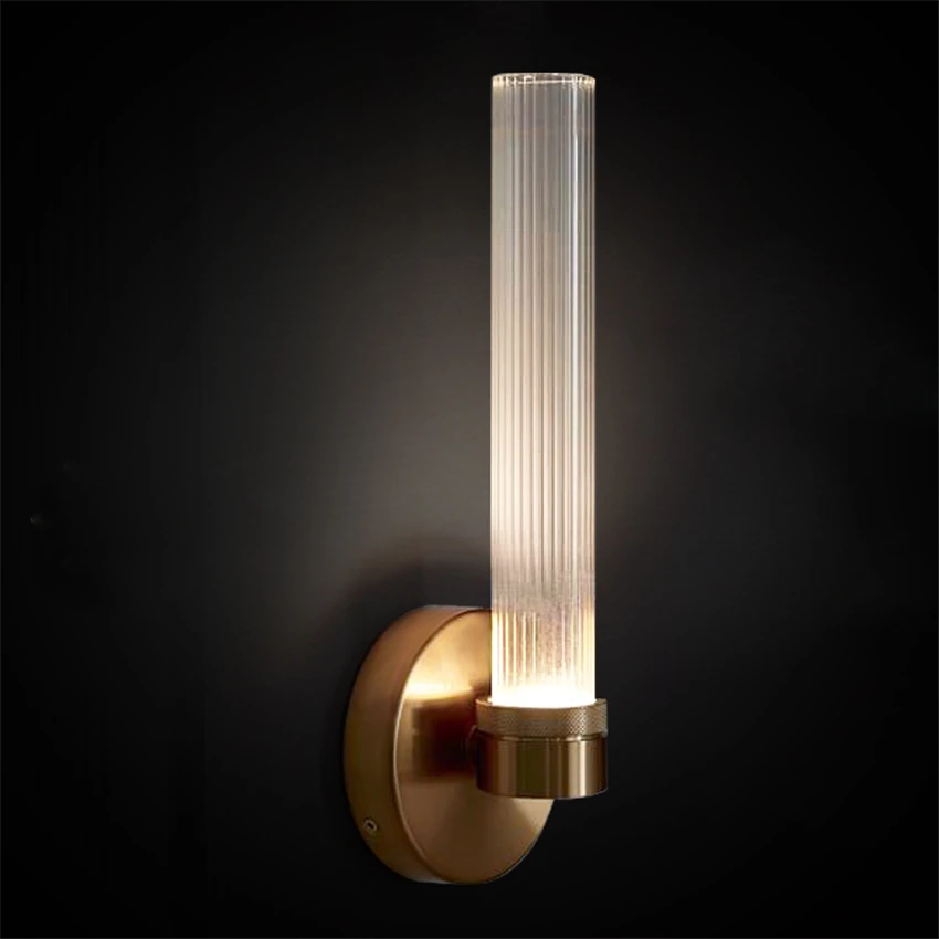 

modern American golden glass pipe wall lamps Nordic bedroom bedside study aisle living room wall sconces lights decor lighting