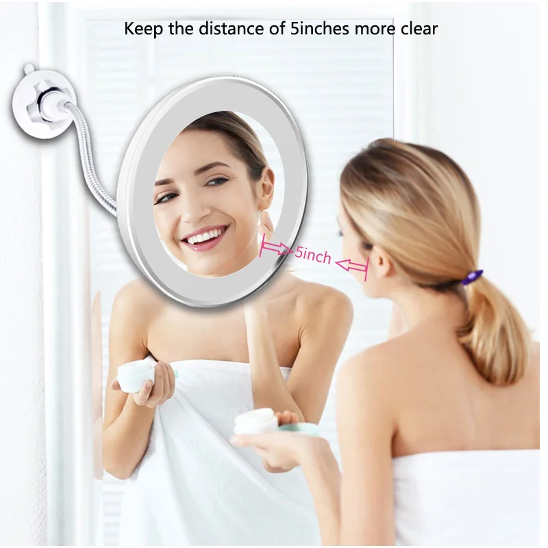 360-Degree Rotating Mirror Flexible Makeup Mirror 10 Times Magnifying Glass With LED Light Makeup Mirror Foldable Makeup Mirror