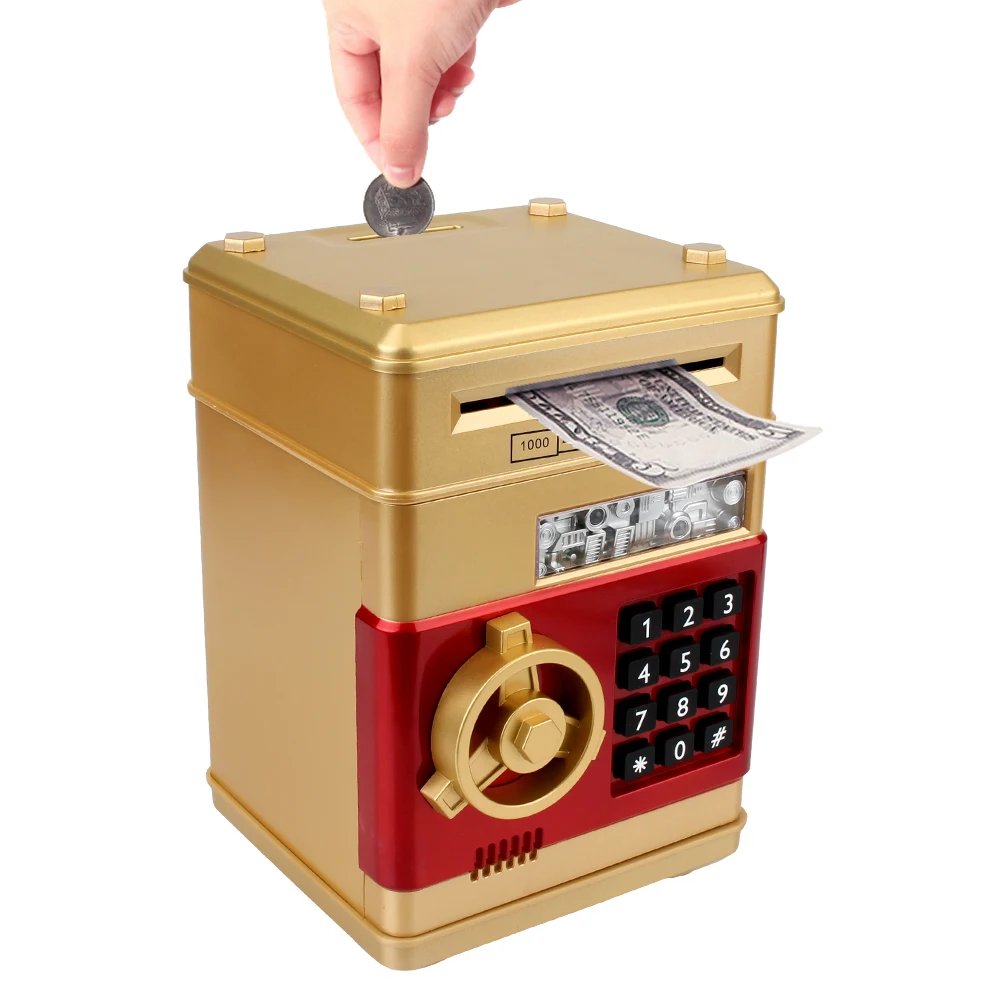 Automatic Deposit Gift For Kids ATM Password Money Boxes Auto Scroll Paper Banknote Cash Coins Saving Box Electronic Piggy Bank