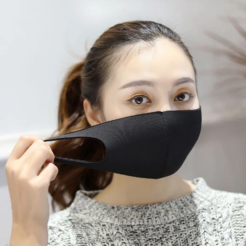 3 pcs Fashion Black Prevent Dust Haze Breathable Masks Same Style Of Stars Bamboo Charcoal Women Men Ice Silk Mouth-muffle