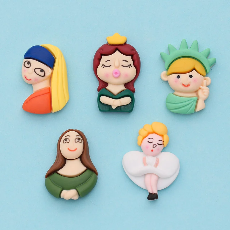 10PCS Creative Cartoon Funny Characters World Famous Painting Head Diy Mobile Phone Shell Jewelry Patch Resin Accessories