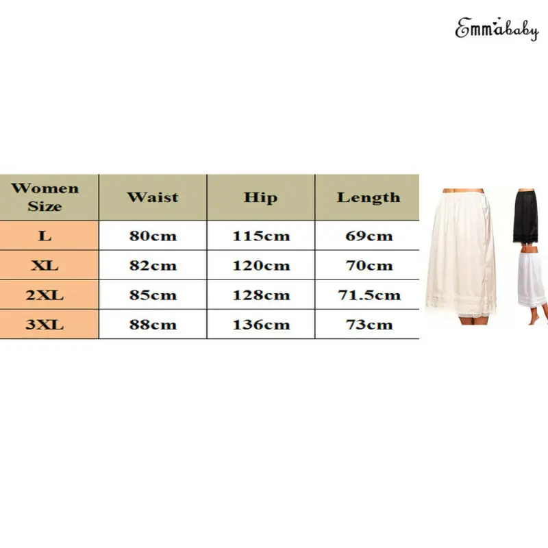 Womens Lace Underskirt Petticoat Under Dress Long Skirt Safety Skirt Oversize