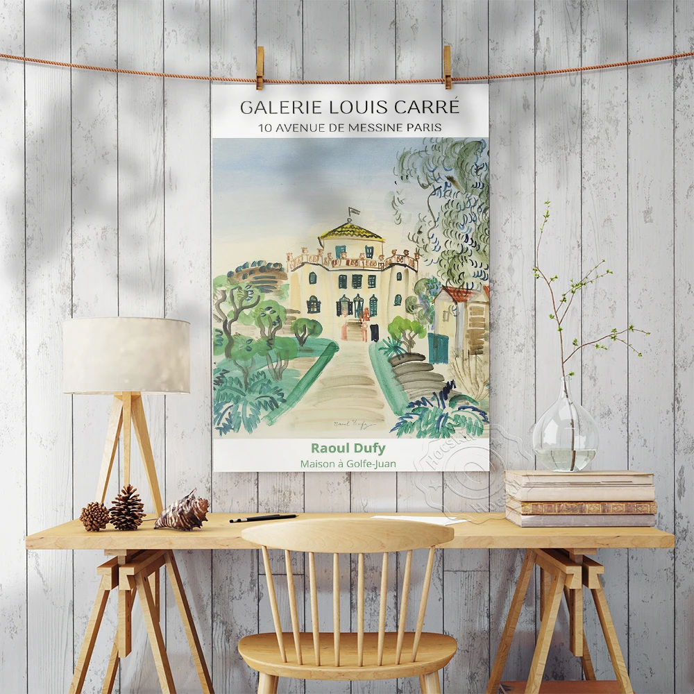 Raoul Dufy London Maison A Golft-Juan Watercolour Art Poster, Raoul Impressionist Landscape Mural, Dufy Art Corner Illustrator