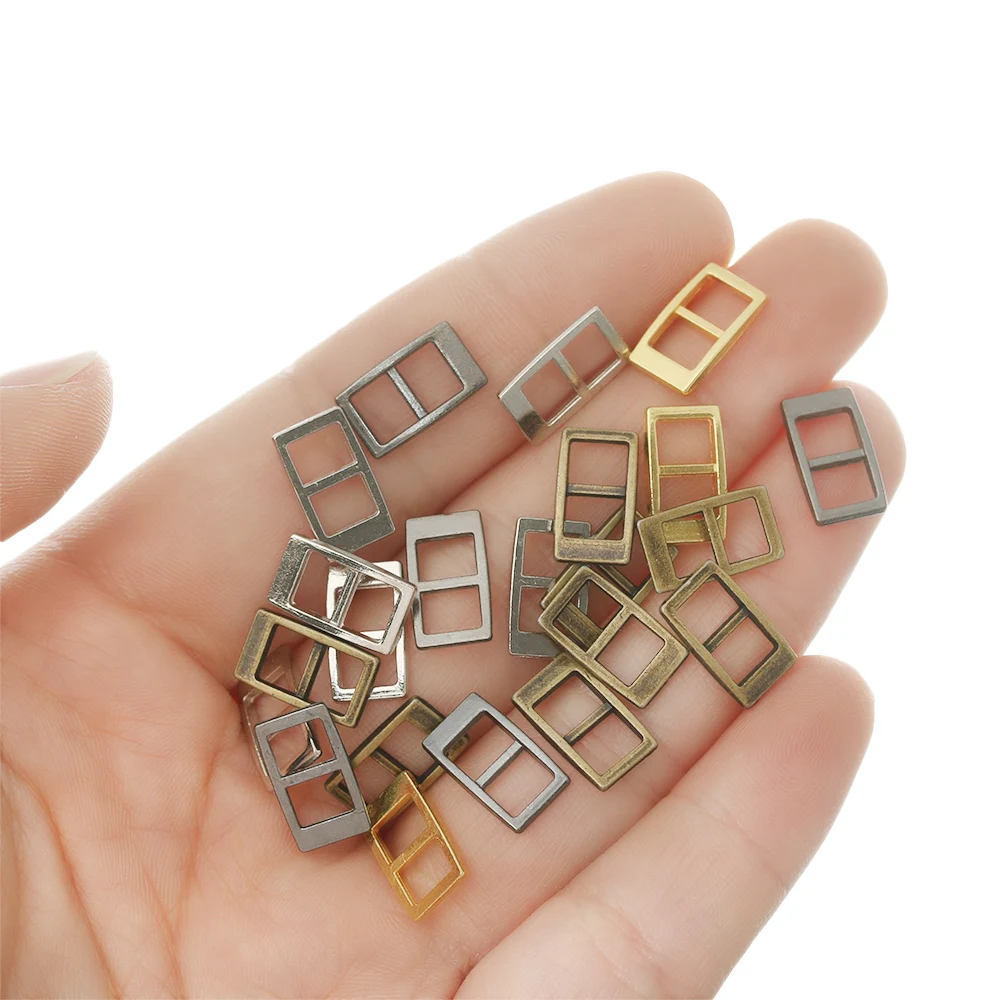 20Pcs 5mm Mini Metal Buckles Tri-glide Belt Buckle Doll Bags for DIY Doll Buttons Stuffed Doll Shoes Accessories