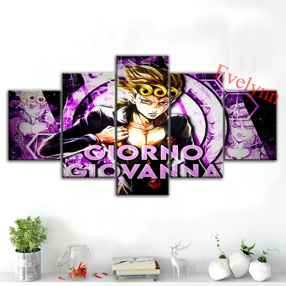 

5 Pieces Anime Posters Jojo Prints Modern comic Wall Art Canvas Painting Home Decor Modular Picture Boy'S Living Room Gift Frame