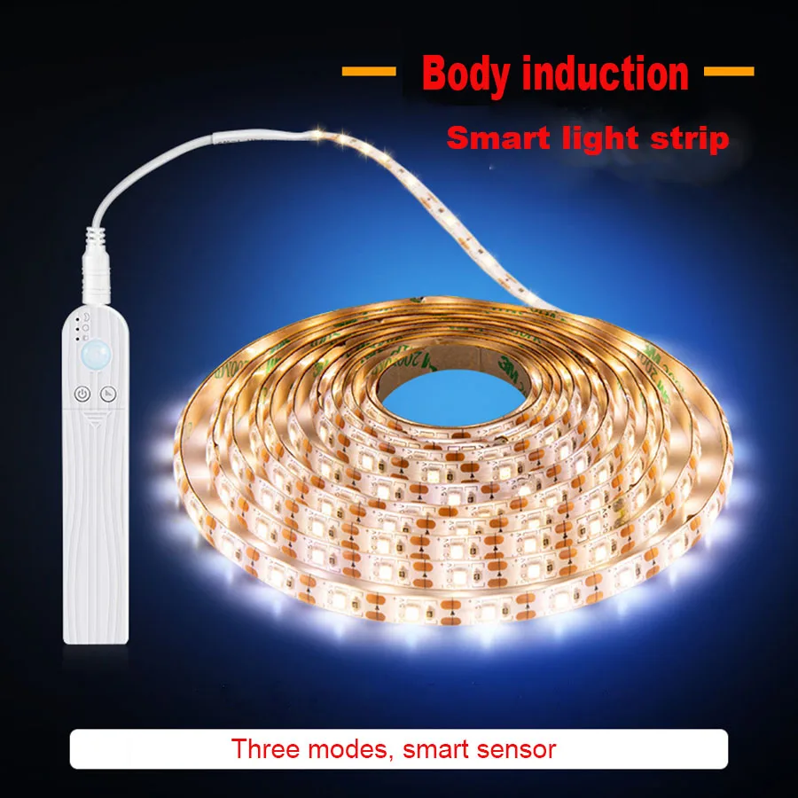 

SMD Индукционная лампа для человеческого тела светодиодная 5 в DC Батарея Senser световая полоса умный дом шкаф кровать лестница освещение герметичный водонепроницаемый