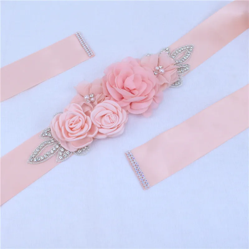 Wedding Accessories Bridal Wedding Belts Rhinestone Satin Flower Sash Woman Girl Waistband Wedding Sashes Belt