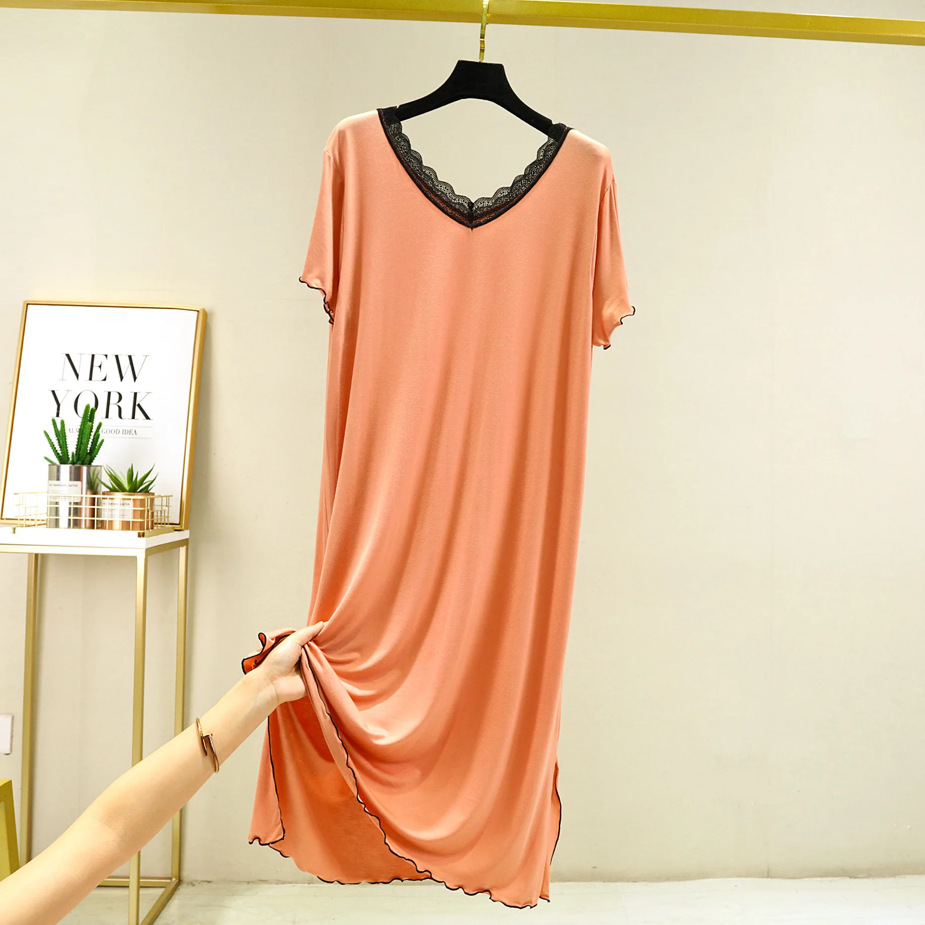 2023 New Spring Summer Cotton Nightgown Women Nightdress Sleepwear Short Sleeve Night Midi Dress Female Nighties Nightwear