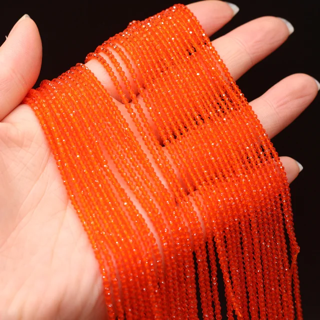 Koraliki 2MM Naturalny kamień półszlachetny Spinel Pomarańczowy Czerwony Luźny koralik dla dziewczynek Biżuteria DIY Bransoletka Naszyjnik Talia Koraliki