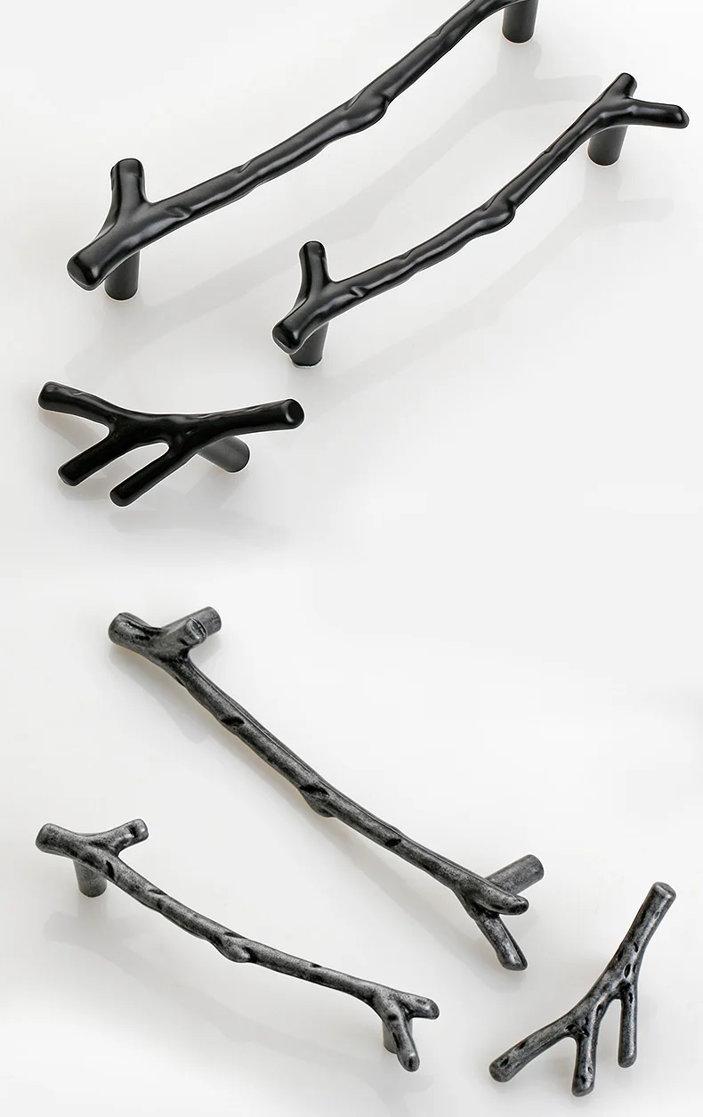 YUTOKO Knöpfe Tür Zieht Hardware Mode Baum Zweig Möbel Griff 96mm 128mm Schwarz Silber Bronze Küche Schrank Griffe – Detail 11