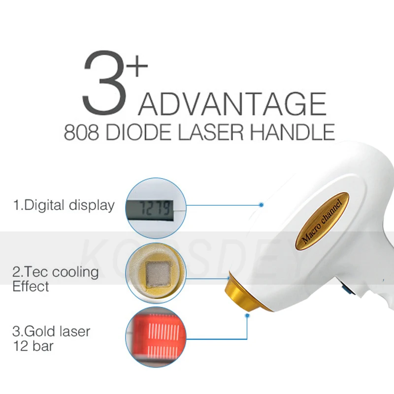 

808nm Diode Laser Handle Handset Handpiece Arm for Laser Hair Removal Machines 808nm 1064nm 755nm Optional